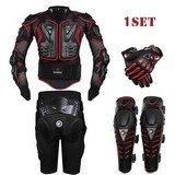 Motorcycle Body Armor Protective Jacket Gears Short Pants Motorcycle Knee Protector Gloves
